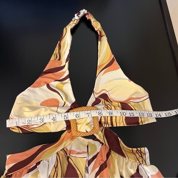 L.I.F.E. Psychadelic print cut out open front backless maxi beach dress, size M - Picture 7 of 11